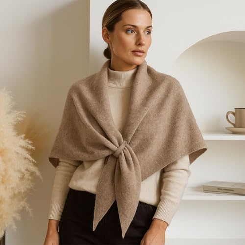 Utrum Women’s Solid Color Shawl Wraps for Women, Pashmina Cashmere Sweater Ladies Triangle Shawls Wraps Lightweight Soft Knit2