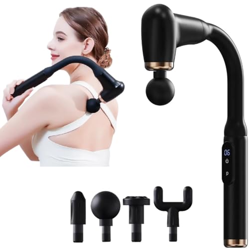 Deep Tissue Back & Muscle Massager with Long Handle – Handheld Electric Massage Gun with LCD Display, 4 Heads & Multi‑Speed Settings – Pain Relief for Neck, Shoulders, Back & Feet (Black) Deep Tissue Back & Muscle Massager with Long Handle – Handheld Electric Massage Gun with LCD Display, 4 Heads & Multi‑Speed Settings – Pain Relief for Neck, Shoulders, Back & Feet (Black)
