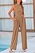 PRETTYGARDEN Womens Summer Jumpsuits Dressy Casual One Piece Outfits Sleeveless Mock Neck Wide Leg Pants Rompers with Pockets (Camel,Medium)