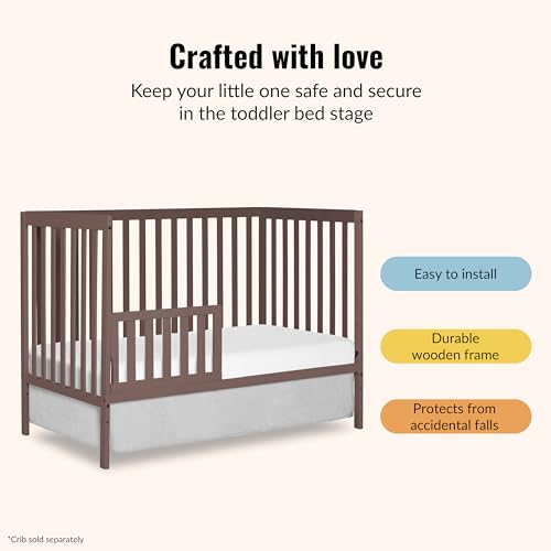 Image of Dream On Me Toddler Guard Rail for Convertible Crib, Solid Wood Bed Rail for Toddler Bed Conversion, Baltic Amber