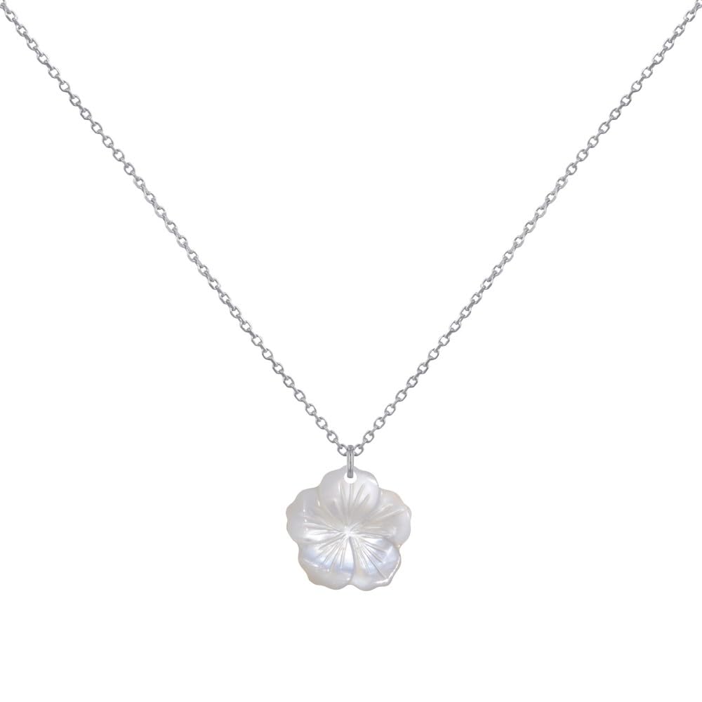 LES POULETTES BIJOUX - Collier Argent 925 Fleur de Nacre Ivoire