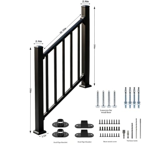 Stair Deck Railing with Post, 36" W x 36" H Porch and Deck Railing Kit by Hertade - Used condition - Image 5