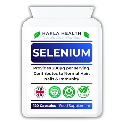 Selenium 200µg – 120 Vegan Capsules (4-Month Supply) | Immune System, Thyroid Function & Antioxidant Support | UK Made, GMP Certified