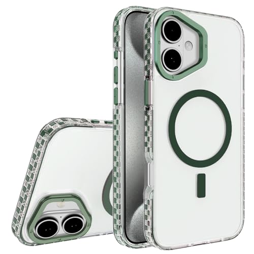 Dqtaoply Funda Magnética para iPhone 16, Carcasa de Parachoques Prueba Golpes, Respaldo Transparente Antiarañazos Suave TPU Silicona Caso para iPhone 16, Verde