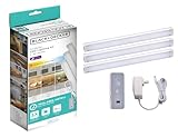 Black+Decker LED Under Cabinet Light Kit, Motion Sensor, Dimmable, Linkable, 3 Color Settings, Tool-Free, for Kitchen, Cabinets and Closets, (3) 9' Bars