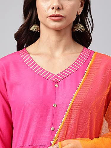 Image of ANNI DESIGNER Women's Cotton Blend Kurta with Dupatta