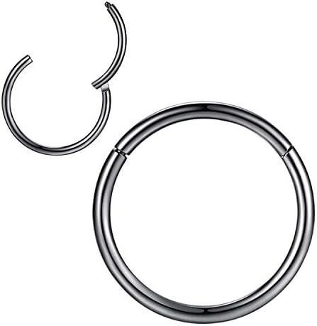 Popuhoops 316L Surgical Steel Hinged Nose Rings Hoop Suptum Ring Body Piercing Lip Rings Helix Cartilage Rook Earrings 20G 18G 16G 14G 12G 10G 8G, Diameter 5mm to 16mm, Gold-Rose Gold-Silver-Black