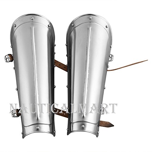 Greaves médiévales NAUTICALMART en acier avec sangles réglables en cuir