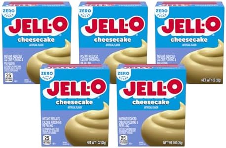 Jell-O Instant Pudding & Pie Filling Mix, Cheesecake Flavored, Sugar Free, Reduced Calorie, 1 oz (Pack of 5)