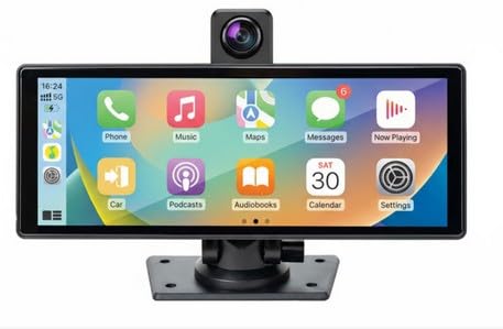 Monitor auto con DVR PNI D1026 10.26 Pollici Carplay Senza Fili Navigazione Musica Vivavoce Bluetooth Trasmettitore FM