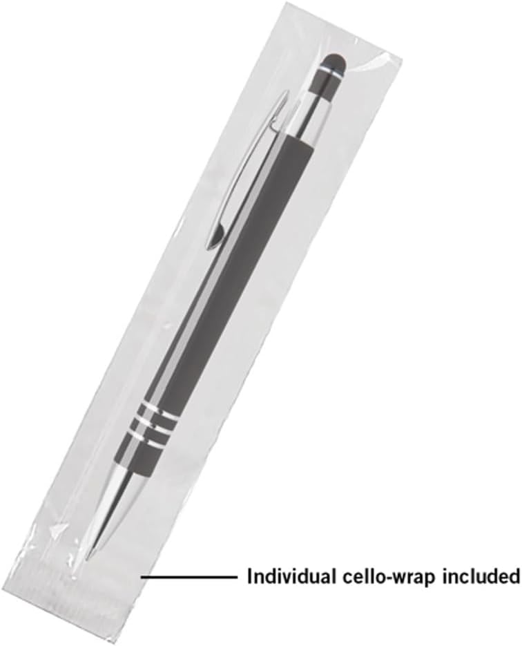 Custom Soft Touch Blue or Black Stylus Metal Pens (Qty-50 or More) Laser Engraved Promotional Pens