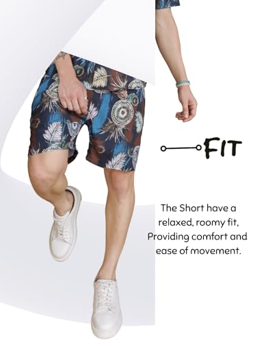 Image of Zilcon Men's Casual Shorts Printed Fabric Drawstring Summer Beach Shorts