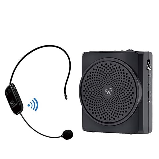 WinBridge Wireless Voice Amplifier Microphone Headset Bluetooth, 16W 2200mAh Portable Rechargeable Pa Speaker and Microphone for Teachers, Tour Guides, Coaches, Elderly Etc S619UHF