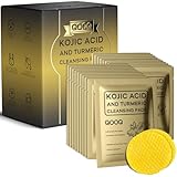 Individually Sealed Turmeric Kojic Acid Cleansing Pads - Stays Fresh, Hygienic! (60 Pads) - Gentle Brightening Exfoliator for Dark Spots & Hyperpigmentation, Travel-Size