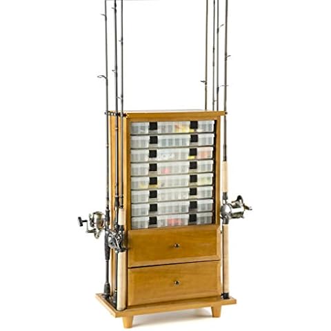 Old Cedar Outfitters Two Drawer Cabinet for Fishing Gear Storage, Holds up to 8 Utility Boxes and 12 Fishing Rods, TDC-008 Cover