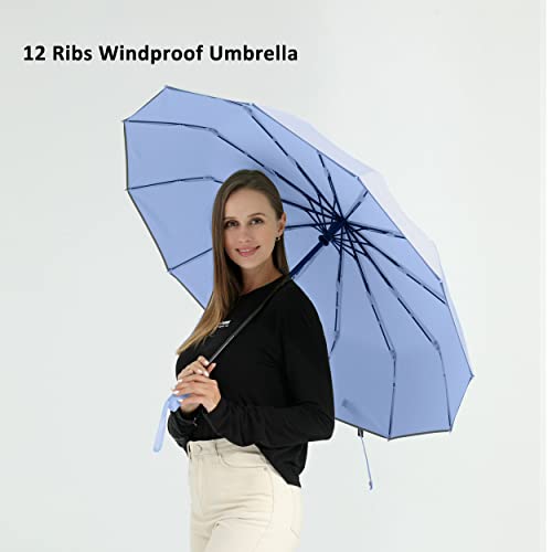 Image of BAODINI Windproof Compact Rain Umbrella for Travel 42 /46 Inch Premium Fabric Auto Open Perfect for Purse and Backpack Portable Umbrella for Women and Men