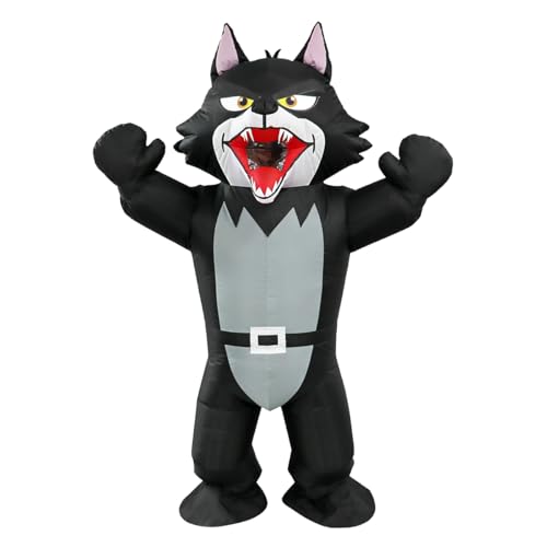 JASHKE Costume Gonflable Loup pour Adulte Déguisement Grand Méchant Loup Costumes Gonflables pour Halloween Noël Carnaval