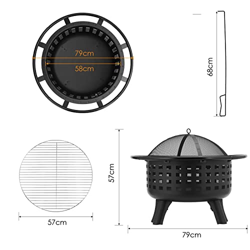 Feuerschalen für den Garten, Feuerschale mit funkenschutz und Schürhaken – Bild 3