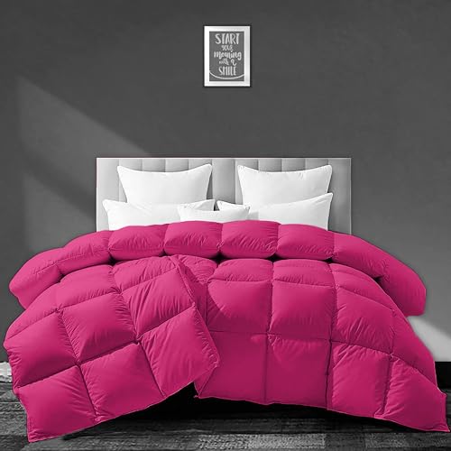 Image of Luxurious 500 GSM Winter Comforter Double Bed Size (90 inchX100 inch) - Premium Collection Heavy Winter Quilted Comforter 500 GSM Microfiber Fill - Duvet /Blanket Double Bed - Hot Pink Color