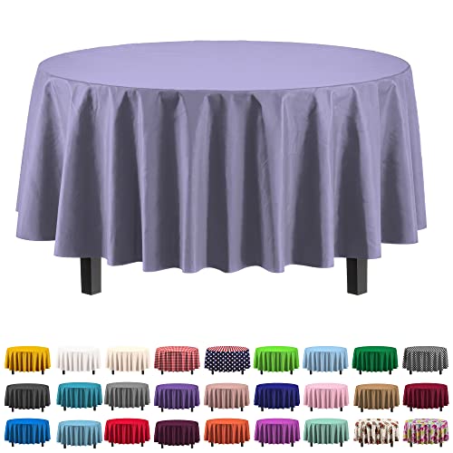 Exquisite Lavender Round Plastic Table Cloth Disposable 6 Pack - 84 Inch Round Tablecloth for Tables up to 6 Foot - Waterproof Table Cover for Party Wedding Birthday Graduation BBQ Catering by Party Solids - Used condition - US$11.19
