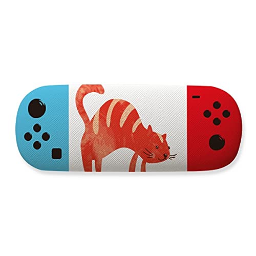 Étui de rangement pour lunettes motif chat rouge rigide