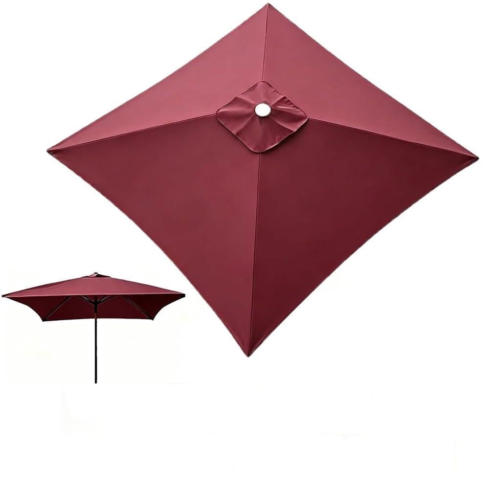 GJPXFR 4/8 Ribs Square Umbrella Replacement Canopy, Patio Parasol Canopy, 8'x8' 10'x10' Weatherproof Umbrella Top Cover Replacement Cloth Waterproof(Red,3x3.0m/9.8x9.8ft)