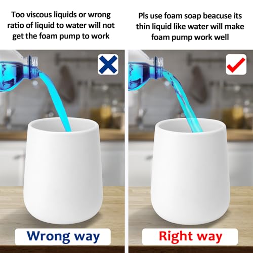 Image of Soap Foaming Dispenser Ceramic with Easy-to-Press Pump Hand Foam Dispenser for Shampoo Bathroom Kitchen 12 oz 2pcs