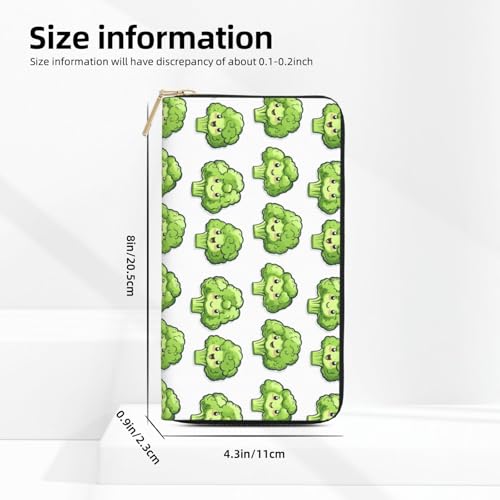 Cute Broccoli Green Print Wallet Women, Leather Bifold Multi Card Wallet, Long Purse Women's Wallets2