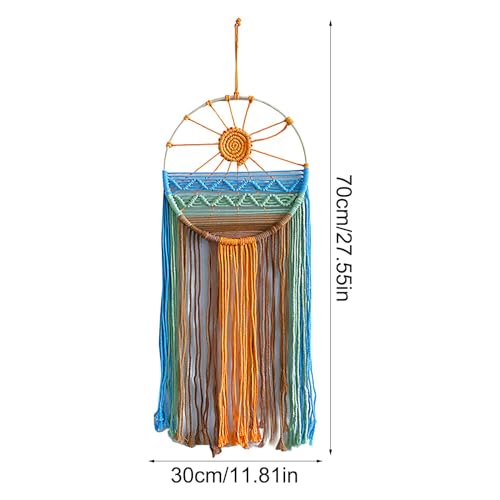 Atrapasueños de macramé de sol y luna para decoración de pared bohemia 7