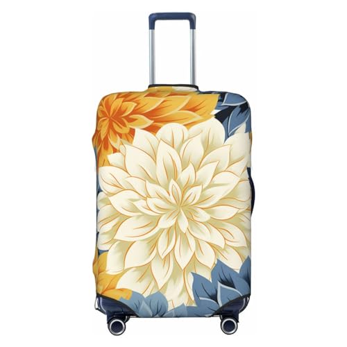 Housse de bagage élastique Dahlia Pinnata Noir XL pour valise de voyage de 45,7 à 81,3 cm
