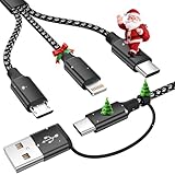 マルチ充電ケーブル 5 in 1、1パック 5フィート USB C/A マルチ充電ケーブル Type-C/Micro USBポート、ナイロン編組USB C マルチ充電コード すべてのデバイス用 携帯電話用ユニバーサル電話充電コード