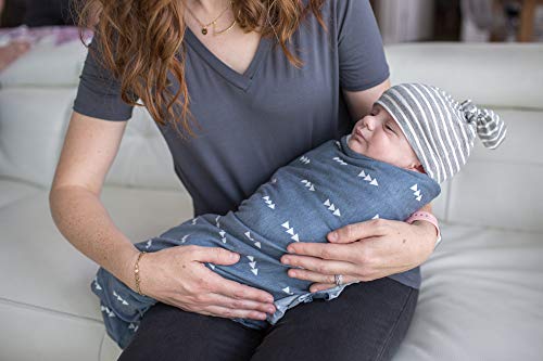 Copper Pearl Large Premium Knit Baby Swaddle Receiving Blanket Navy And White Triangles North #TOP7