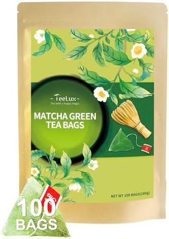 TeeLux Grüner Tee mit Matcha 100 Stück, Vegan, Super Antioxidans, Kalorienfrei, Mischung aus japanischem Matcha und Sencha Grüntee, klassischer Geschmack