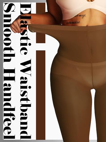 Image of HONENNA Semi Opaque Silky Women Pantyhose Tights, 20+ Colors Invisibly Toe Reinforced 60 Den Size A-E