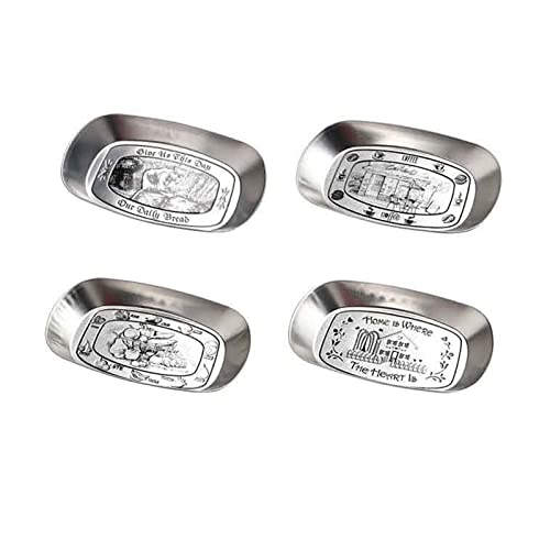 Nvshiyk Bandeja de tocador Juego de 4 bandejas galvanizadas Decoración de Metal rústico - Bandeja de Granja Bandeja Ovalada Ahorrando más Espacio (Color : Silver, Size : 25.5x16cm) Cover