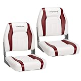 VIVOHOME Folding Low Back Boat Seats 2 Pack, Waterproof Boat Captain Chairs, 4 Mounting Screws Included, White...