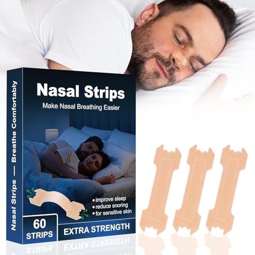 Schnarchstopper Nasenpflaster Schnarchen - 60 Stück Nasal Strips Besser Atmen Nose-Strips, Nasenstrips Anti-Schnarch für Schlafen und Sport