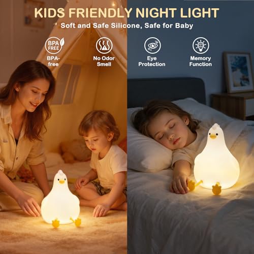 Auxmir Nachtlicht Kinder Baby Stilllicht aus Silikon mit Timer, Nachtlampe Touch Dimmbar RGB Farbe, 2000mAh LED Lampe für Deko, Kinderzimmer Schlafzimmer, Süß Geschenk für Baby Kinder Jungen Mädchen
