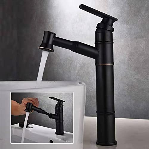 Grifo para lavabo de baño monomando extraíble negro mate sobre cubierta 5