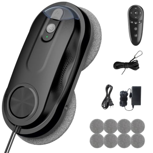 Image of KKI Window Cleaning Robot, Automatic Window Cleaner Robot, Dual Ultrasonic Spray, Max 3200Pa, 3Cleaning Modes & Edge Detection, Remote Control for High-Rise Windows Outside /Inside, Glass Door, X3