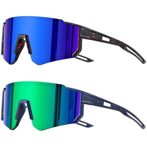 Beread Lot de 2 lunettes de soleil polarisées pour enfants - Protection UV400 - Pour garçons et filles - Pour cyclisme, course à pied (A)