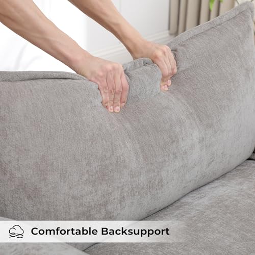 Image of Oversized Accent Chair for Living Room,44 inchModern Chenille Cloud Sofa Chair with Deep Seat,Upholstered Armchair with Extra Thick,Comfy Accent Chair Reading Chair for Bedroom Apartment Lightgrey