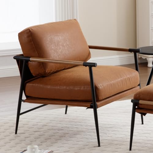 Ya-Home Mid-Century Accent Chair, Soft Armchair PU Leather Lounge Chair
