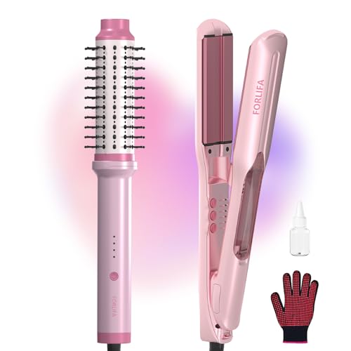 2PCS Cepillo térmico y plancha de vapor para cabello miniatura 1
