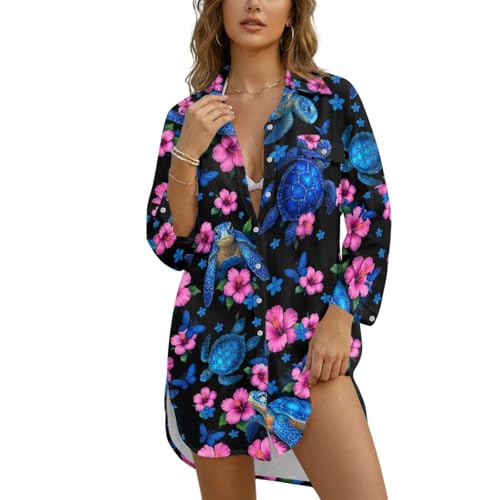 Vestido de playa con botones tipo camisa y salida de baño ligera para mujer en verano