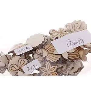 MHT 100 Pieces Unfinished Wood Flower Shell Shape Wooden Pieces Scrapbook Embellishment for Wedding Party Table Scatter Decoration