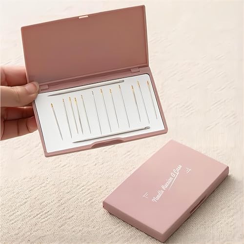 Image of Magnetic Needle Storage Case, Portable Knitting Pin Holder, Magnetic Manual DIY Sewing Stitching Pin Organizer Box (Pink)