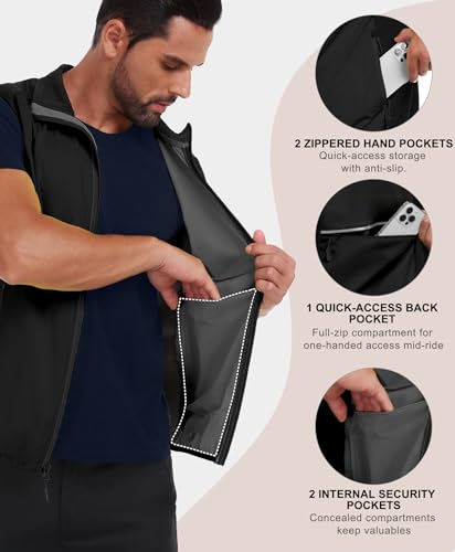 Image of Little Donkey Andy Men's Water-resistant Outerwear Vests, Stretch Windproof Vest for Cycling, Running, Golf