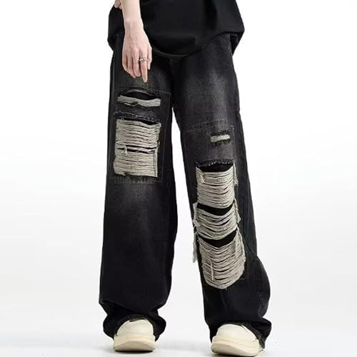 Maiyifu-GJ Jeans for Men Distressed Ripped Wide Leg Relaxed Fit Denim Pants Baggy Casual Streetwear Jean Trousers2