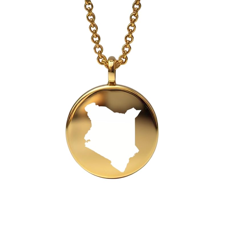 Pendentif carte du Kenya argent et or le cadeau médaillon gravé